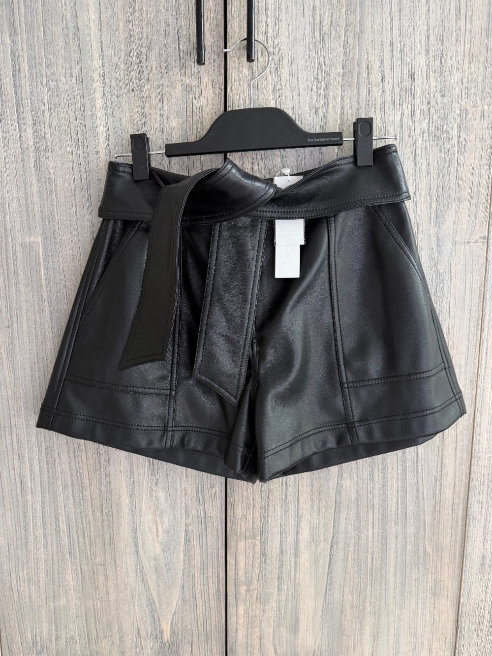 SIMKHAI Women's Mari Vegan Leather Tie Waist Short